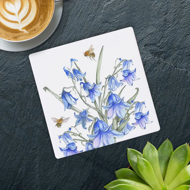 Bug Art Ceramic Coaster - Bluebells Bee-tanical