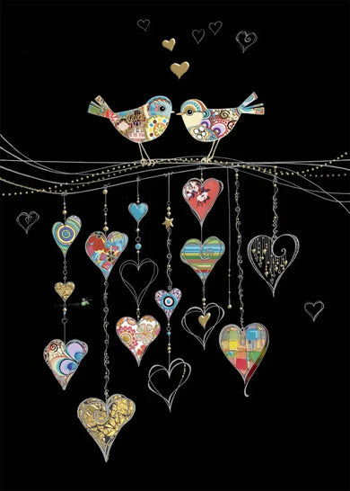 Bug Art Birds With Hearts Card Blank