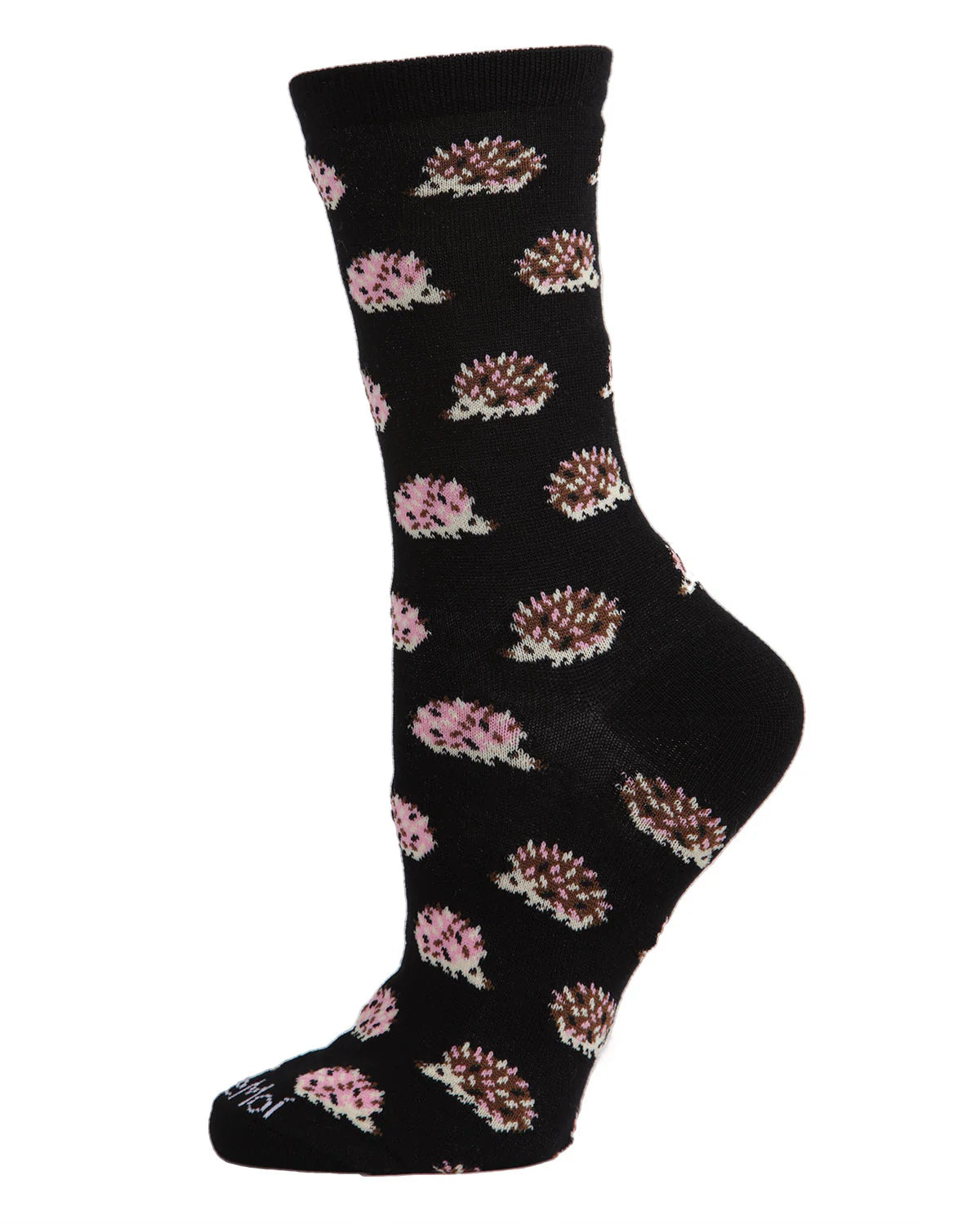 Women's Hedgehogs Bamboo Blend Crew Socks - Black