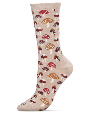 Women's Mushroom Field Bamboo Blend Crew Sock - Hemp Heather