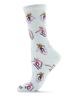 Women's Skiing Paradise Bamboo Blend Crew Socks - Seafoam