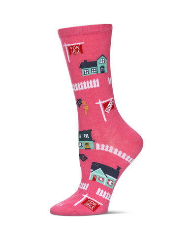 Women's Realtor Bamboo Crew Socks - Hot Pink