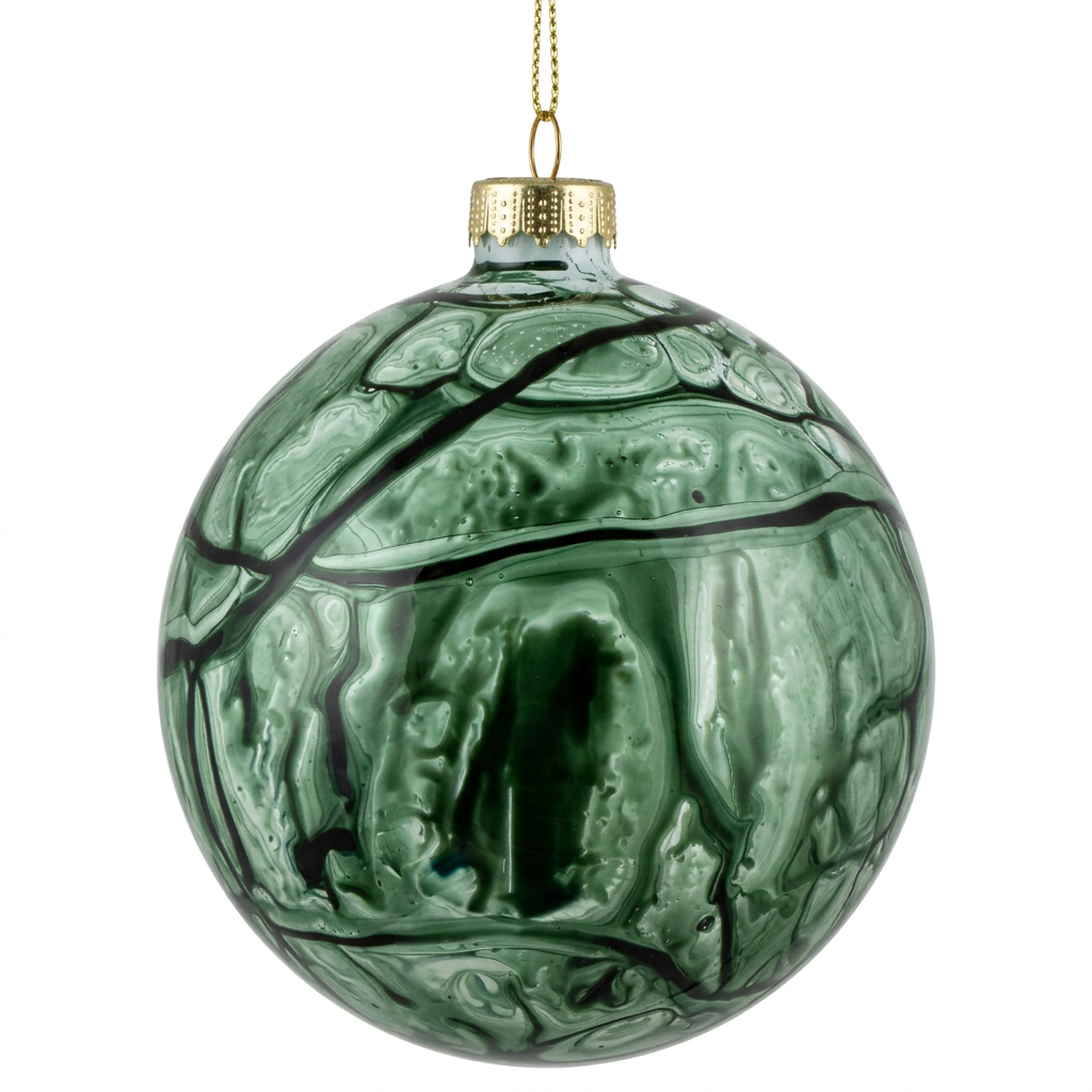 Green and White Marble Effect Ornament