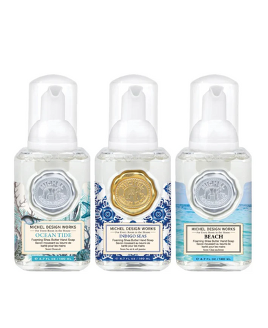 Michel Design Works - Mini Foaming Hand Soap Set: Seaside: Ocean Tide, Indigo Seas, Beach