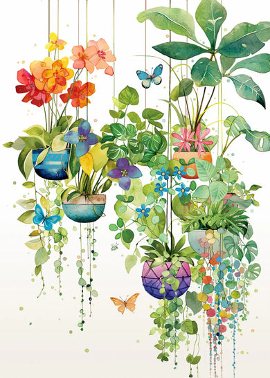 Bug Art Hanging Plants Card Blank