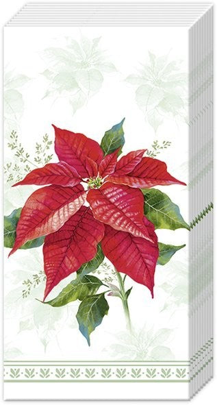 IHR Classic Poinsettia Green Pocket Tissues