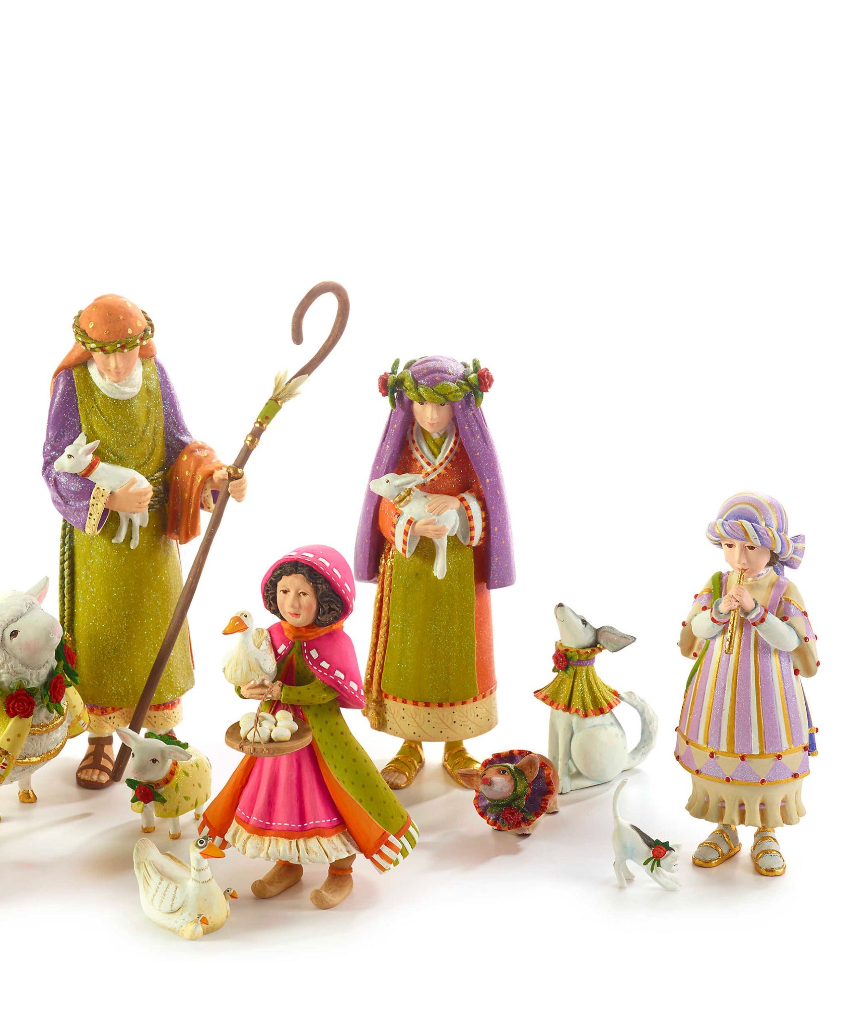 Patience Brewster Nativity Piping Girl with Kitten Figure