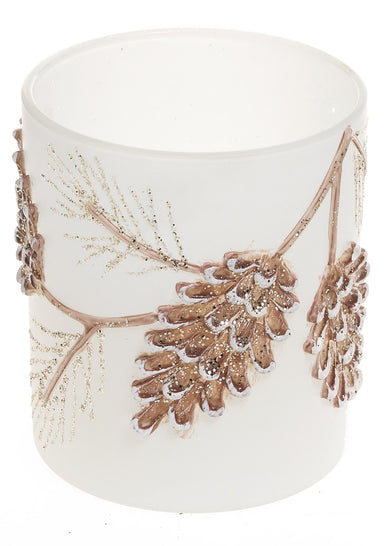 Frosted Glass Pinecone Candle Holder