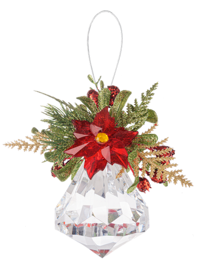 Kissing Krystals Poinsettia and Mistletoe Ornament