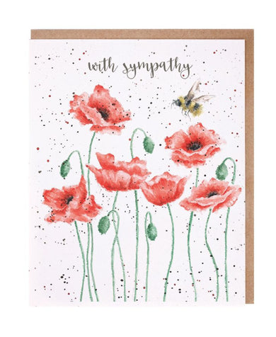 Wrendale Designs 'Poppies and Bee' Bee Sympathy Card