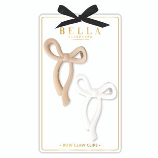 Bella Claw Clips - Flax Bow/White Bow- Set Of 2