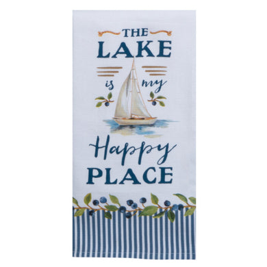 Lakeside Retreat Happy Place Tea Towel