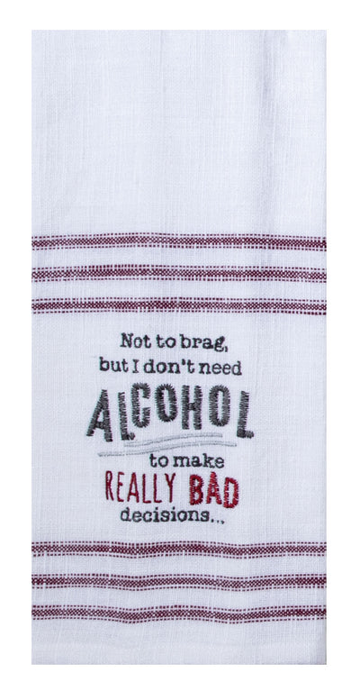 Kay Dee Snarkasms Bad Decisions Embroidered Kitchen Towel