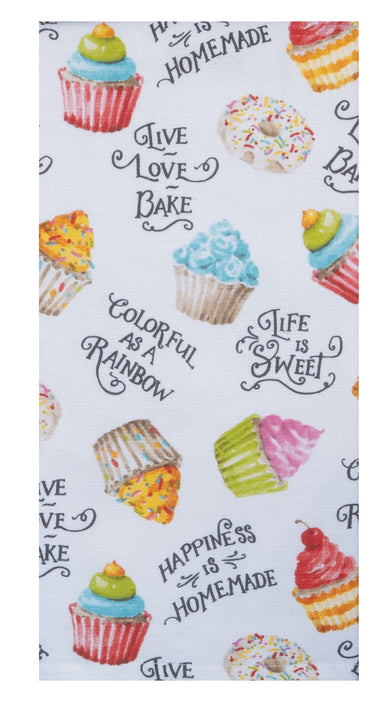 Sweet Little Pleasures Cupcake Toss Dual Purpose Terry Tea Towel