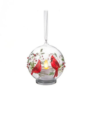 LED Glass Cardinal Ornament