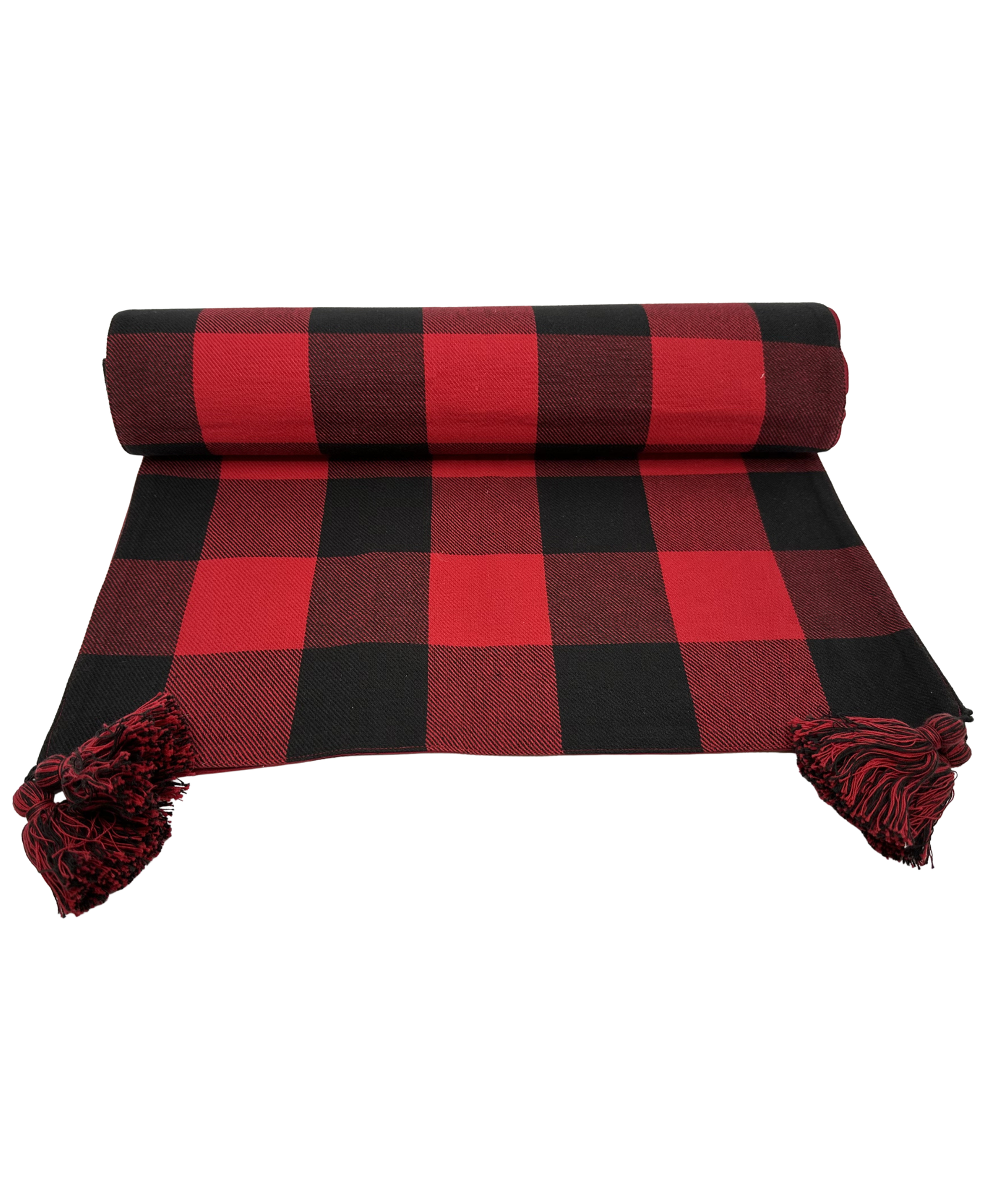 Tag Buffalo Check Red Table Runner with Tassels 18