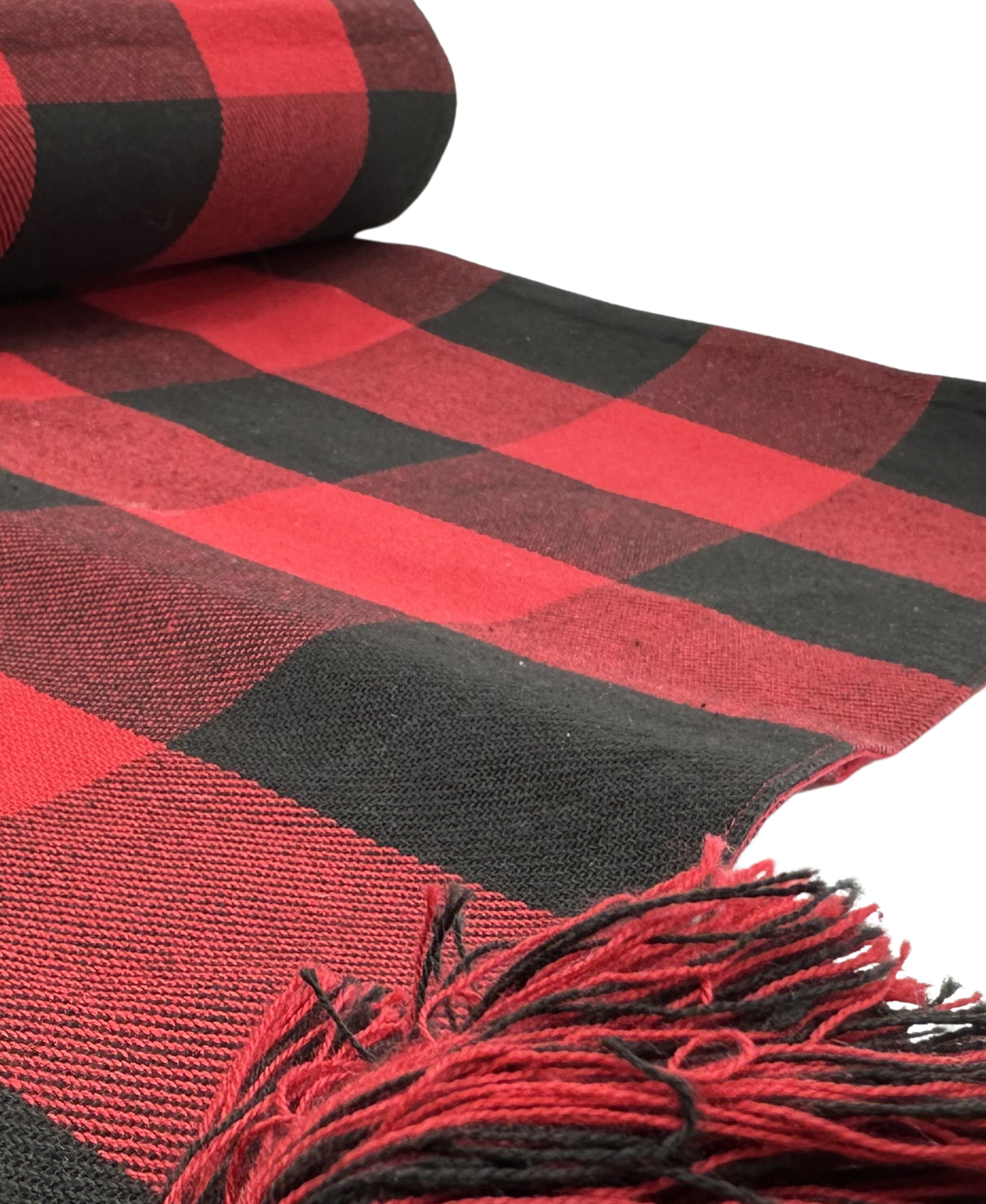 Tag Buffalo Check Red Table Runner with Tassels 18