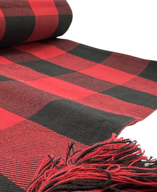 Tag Buffalo Check Red Table Runner with Tassels 18