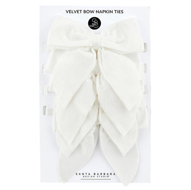 Velvet Bow Napkin Ties Set - White