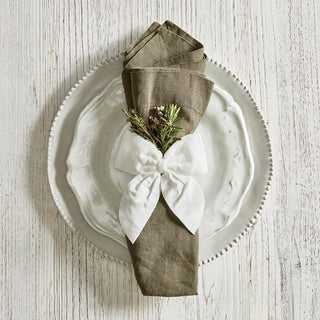 Velvet Bow Napkin Ties Set - White