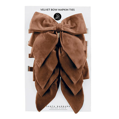 Velvet Bow Napkin Ties Set - Light Brown