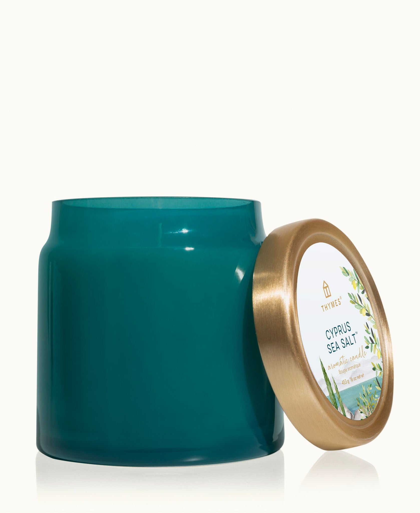 Thymes Cyprus Sea Salt Poured Candle with Gold Lid