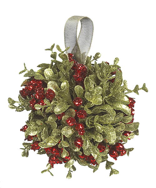 Small Mistletoe Kissball Ornament