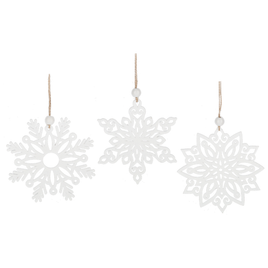 Farmhouse Style White Snowflake Ornament