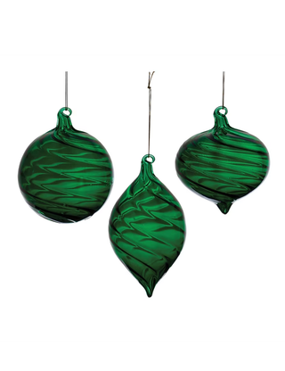 Swirl Glass Ornament - Green