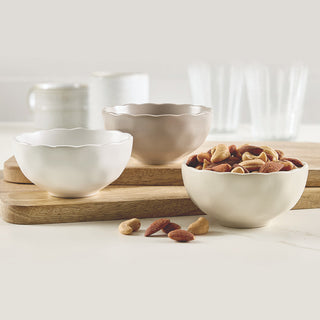 Scallop Ceramic Dip Bowls - 3/Set