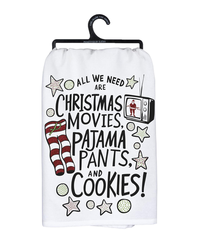 Primitives By Kathy Christmas Movies - Pyjamas Dish Towel