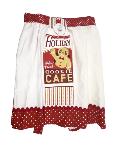 Demdaco Gingerbread Cookie Half Apron With Button On Tea Towel