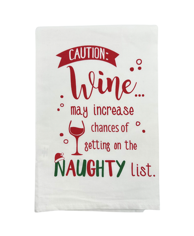 Ganz Caution Wine Dish Towel