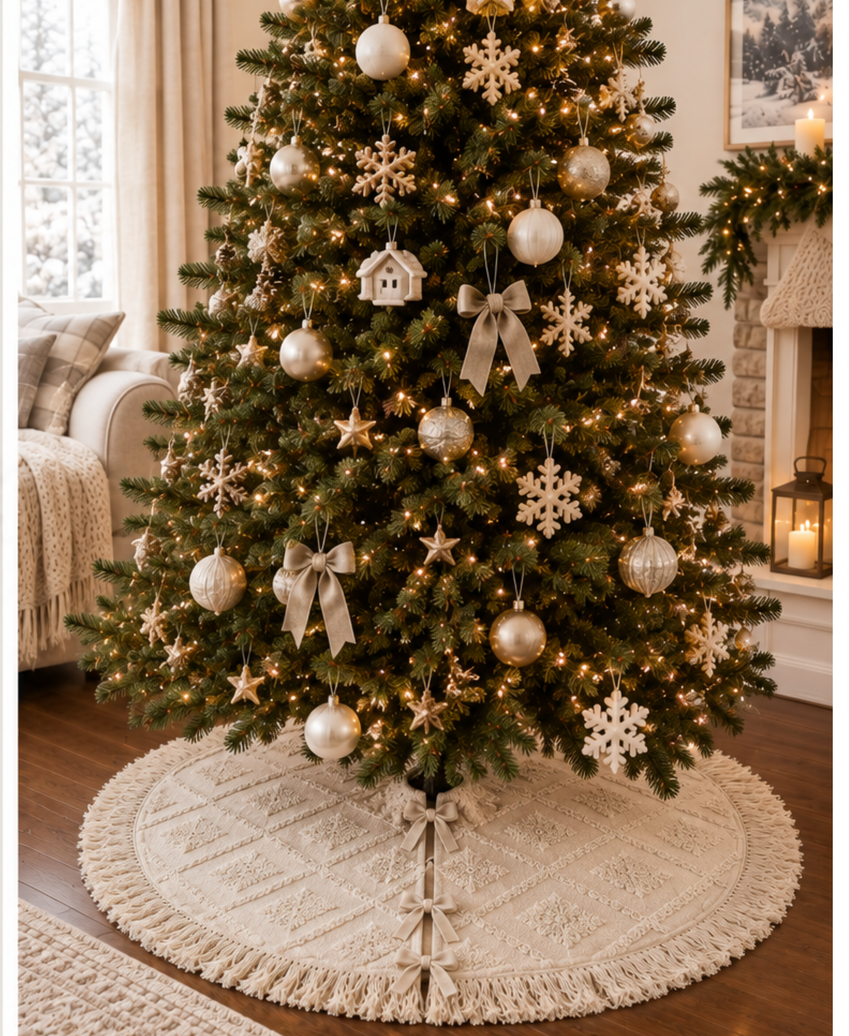 Natural Tufted Diamond Tree Skirt