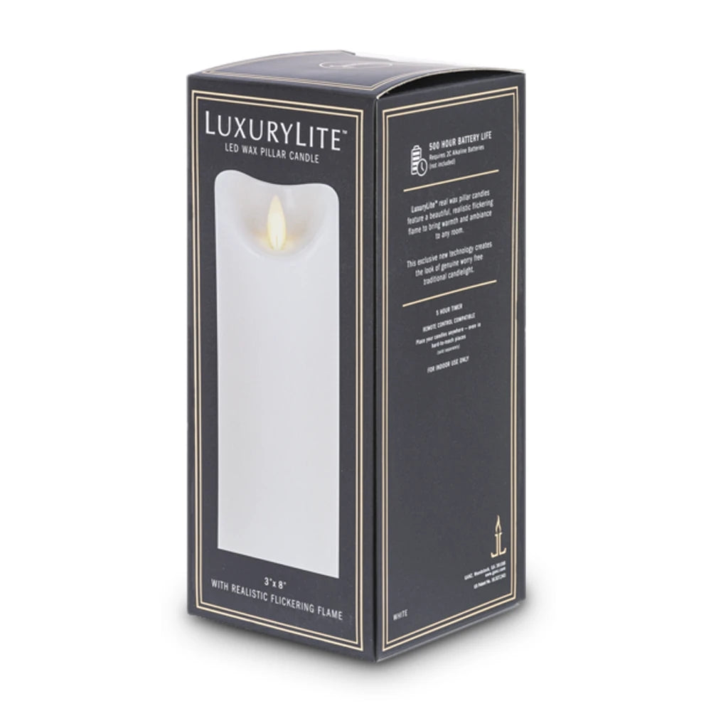 White LED Wax Pillar Candle - 8