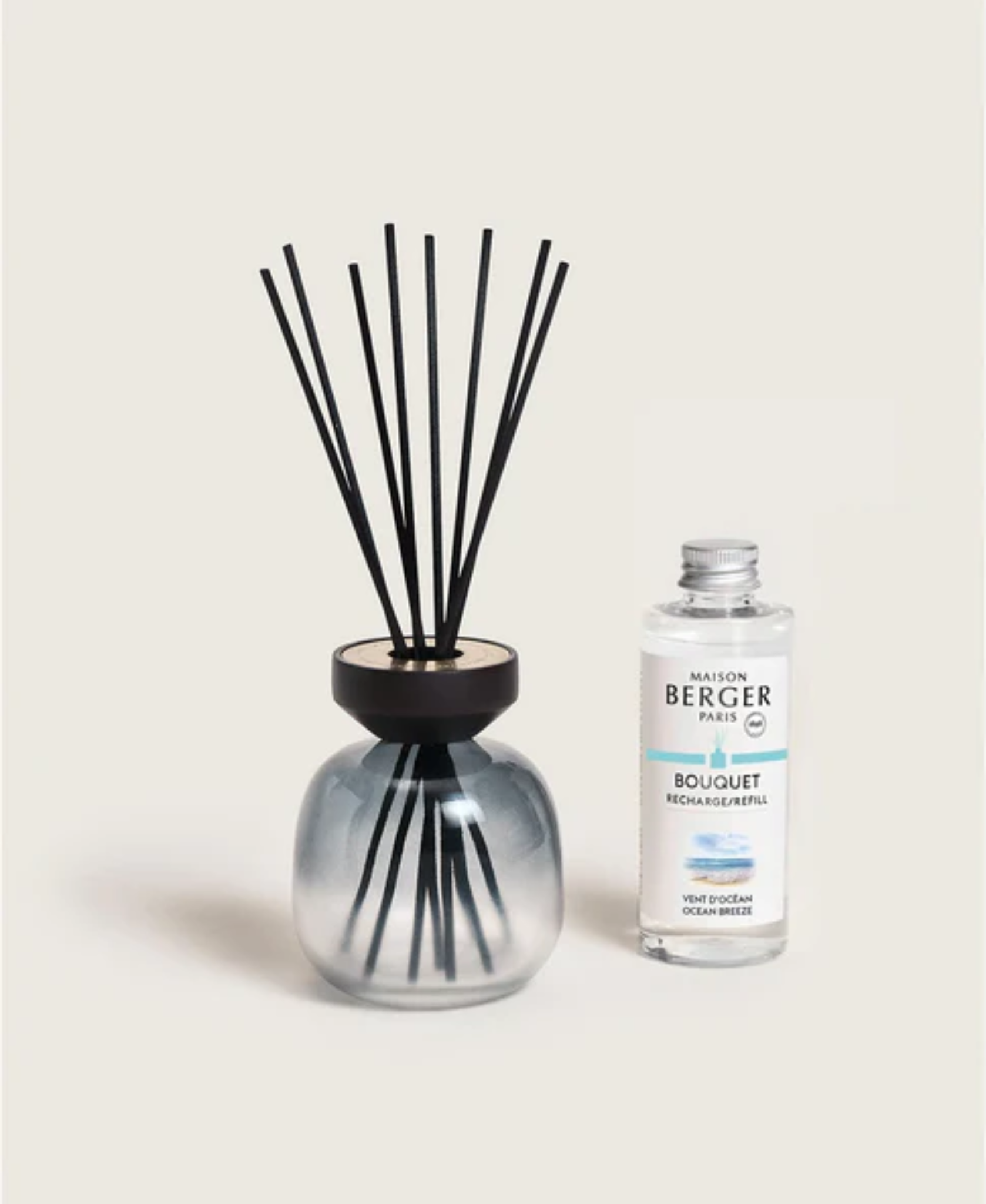 Wood Reed Diffuser Ocean Breeze - Black/Frosted White - Maison Berger