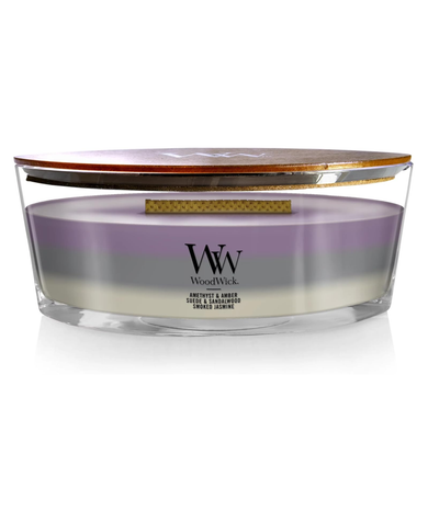 WoodWick Amethyst Sky Trilogy Candle - Ellipse (Amethyst, Suede & Smoked Jasmine)