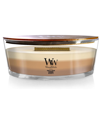 WoodWick Café Sweets Trilogy Candle - Ellipse (Vanilla Bean, Caramel & Biscotti)