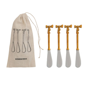 Stainless Steel & Brass Canape Knives With Bows