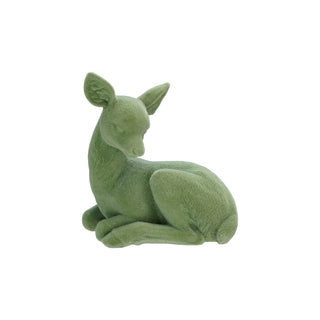 Flocked Laying Green Deer