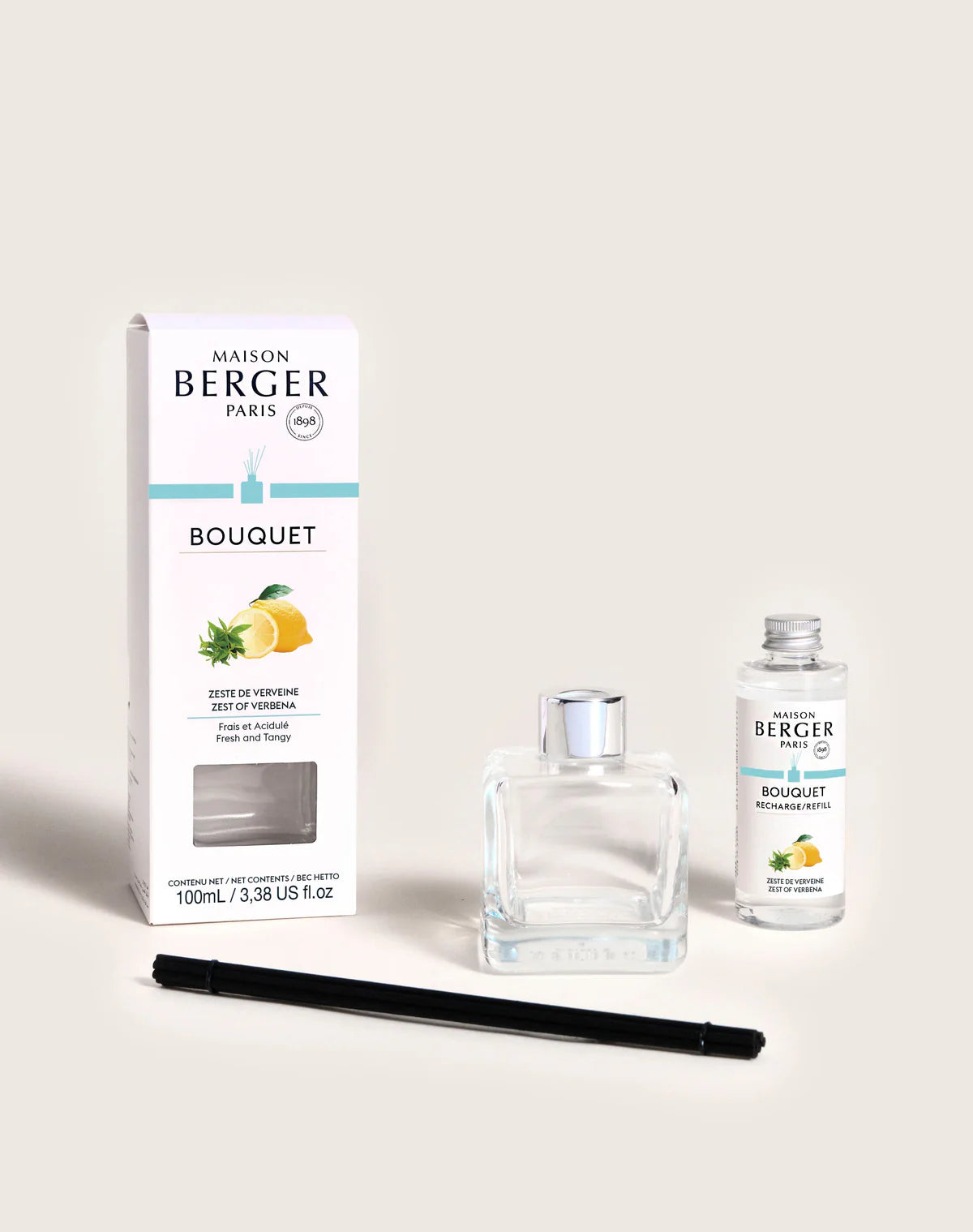 Cube Reed Diffuser 100 ml - Zest Of Verbena - Maison Berger