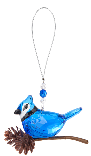 Crystal Expressions Winter Pinecone Blue Jay Ornament