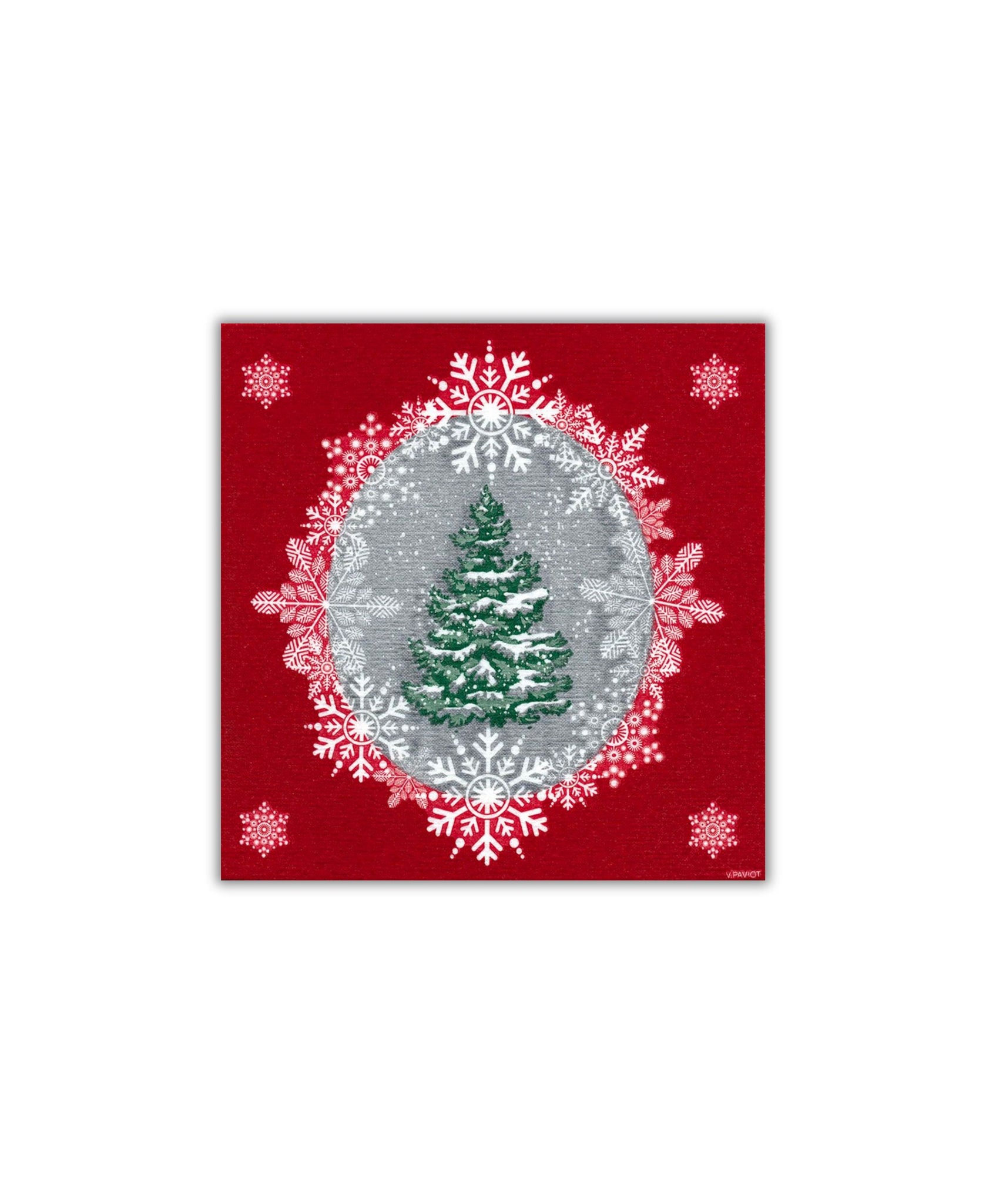 Paviot Beau Sapin Red Cocktail Napkin