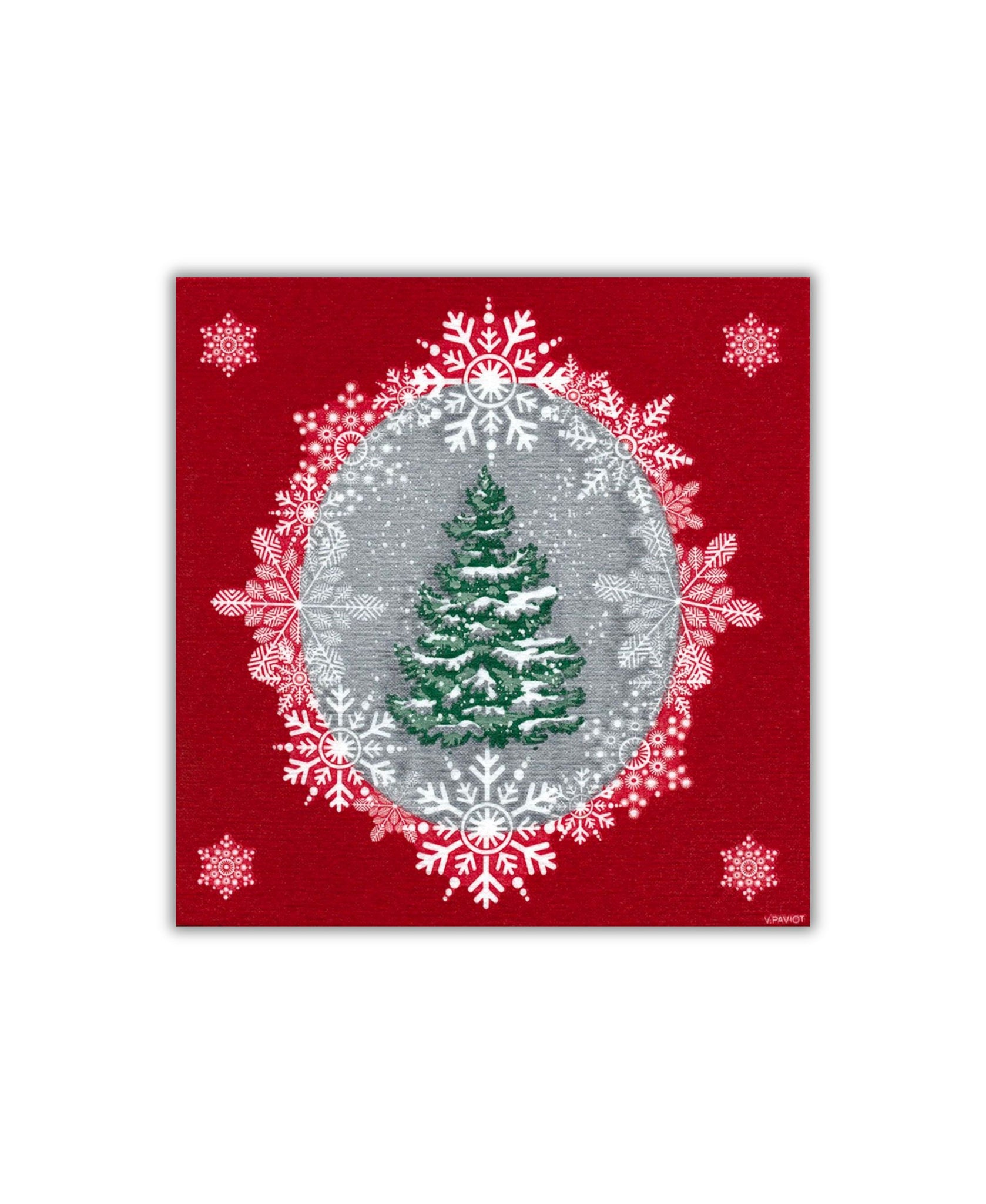 Paviot Beau Sapin Red Dinner Napkin