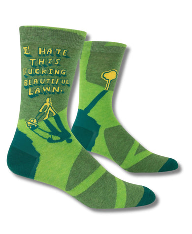 Blue Q I Hate This Fucking Beautiful Lawn Men's Crew Socks