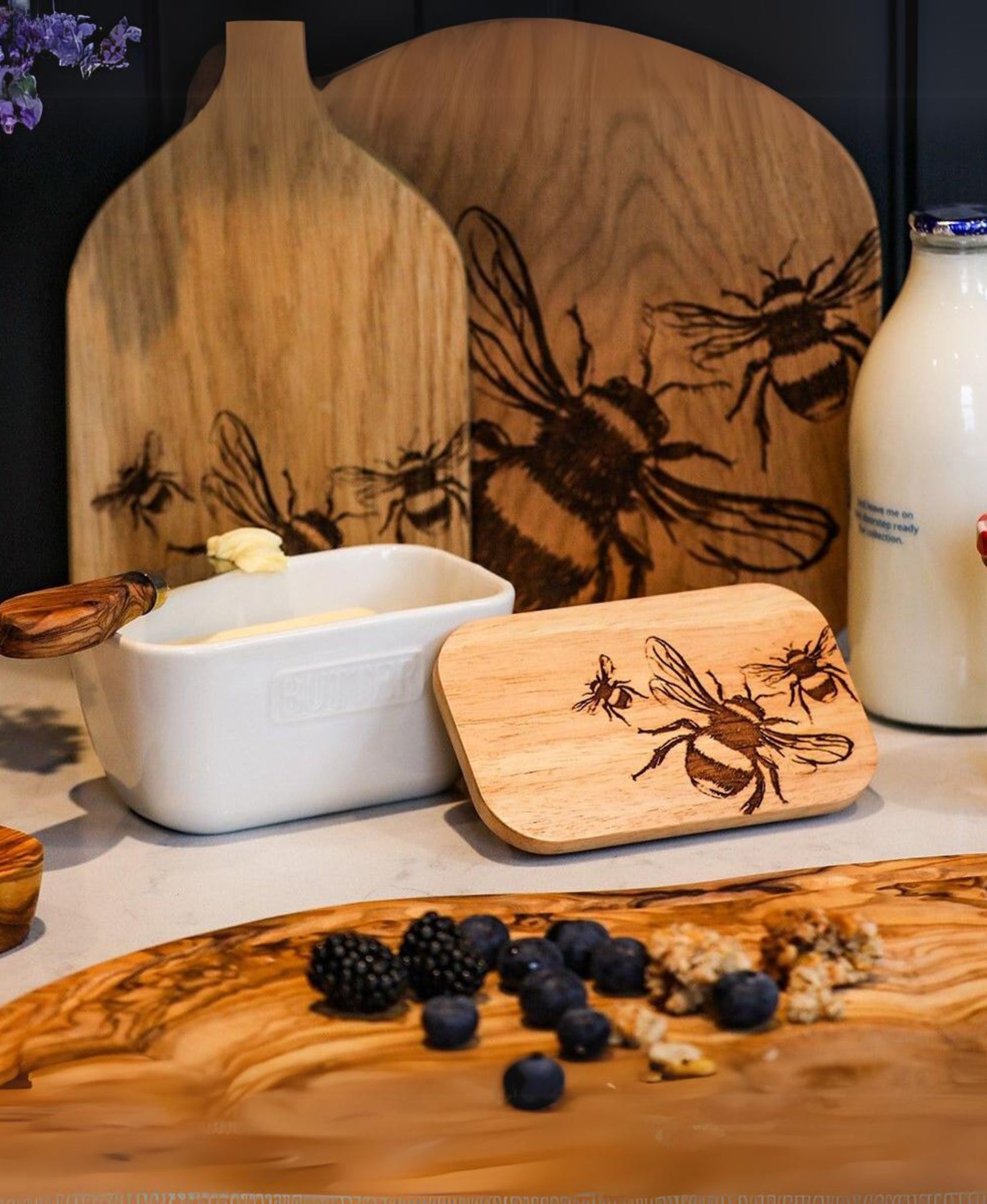 Bee White Butter Dish