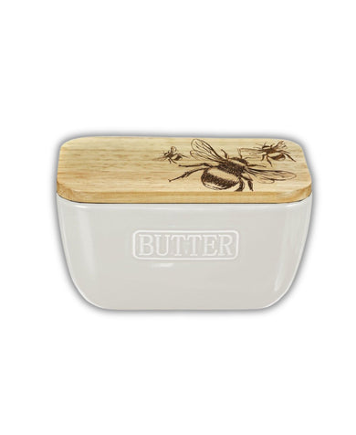 Bee White Butter Dish