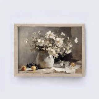 Vintage Flower Fruit Still Life Print Framed Wall Art