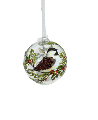 LED Glass Chickadee Ornament