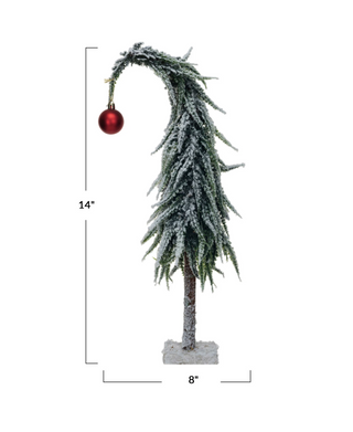 Faux Evergreen Tree With Red Ball Ornament